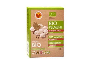 Pelmeņi BIO ar liellopu gaļu 500g, RGK