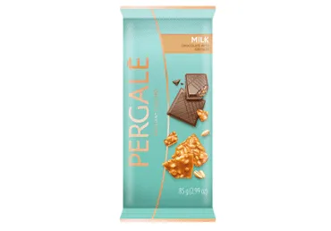 Piena šokolāde PERGALE ar griljāžas gabaliņiem, 85g