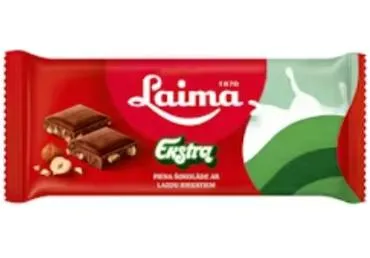 Šokolāde piena Ekstra ar lazdu riekstiem 90g, Laima