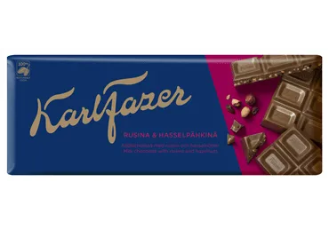 Piena šokolāde KARL FAZER ar riekstiem un rozīnēm 200g