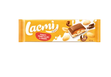Piena šokolāde LACMI ar karameļu - riekstu pildījumu 295g