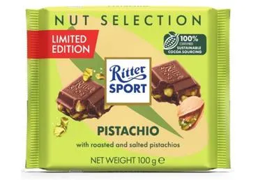 Piena šokolāde RITTER SPORT ar pistācijām 100g
