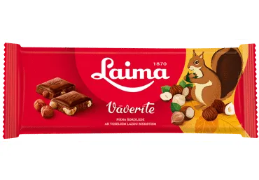 Piena šokolāde Vāverīte ar lazdu riekstiem LAIMA 190g