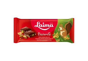 Piena šokolāde Vāverīte ar pistācijām un sālītiem zemesriekstiem LAIMA 90g