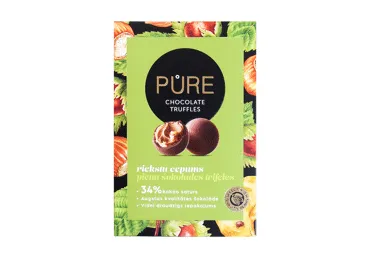 Piena šokolādes trifeles PURE CHOCOLATE ar lazdu riekstu pildījumu 148g