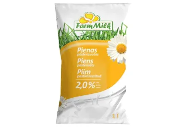 Piens FARM MILK 2% 1l plēvē