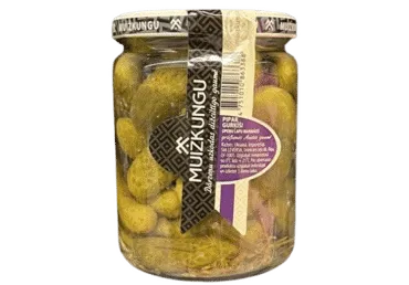 Pipargurķīši upeņu lapu marinādē 1-6cm 530g/290g