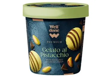 Pistāciju saldējums lazdu riekstu-kakao WELL DONE PREMIUM 275g
