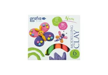 Plastilīns GRAFIA PLUS 6 neona krāsas