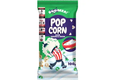 Popkorns BOOMZA ar skābā krējuma un sīpolu garšu 100g