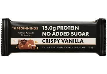 Proteīna batoniņš vaniļas bez cukura THE BEGINNINGS 50g