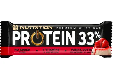Proteīna batoniņš GO ON ar zemeņu Panna  Cotta 33% 50g