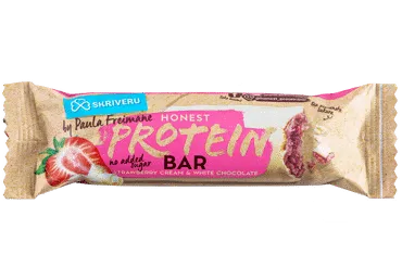 Proteīna batoniņš SKRĪVERU zemeņu baltajā šokolādē 45g