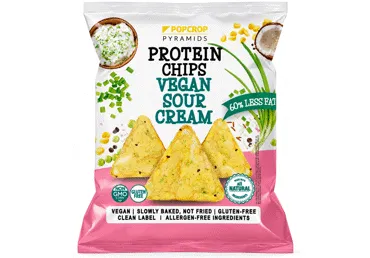 Proteīna čipsi skābā krējuma garša POPCROP 60g