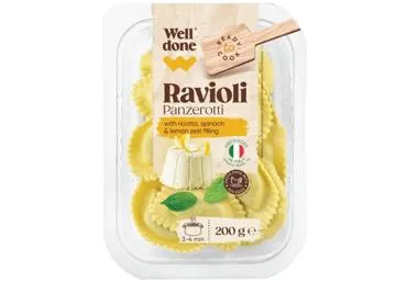 Ravioli ar rikotu, spinātiem un citrona miziņu WELL DONE 200g