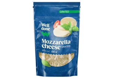 Rīvēts siers Mozzarella WELL DONE 45% 150g