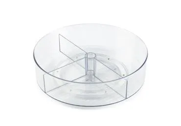 Rotējoša plastmasas paplāte ar nodalījumiem