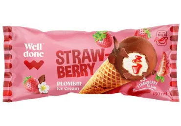 Saldējums ar zemeņu pildījumu WELL DONE 90g