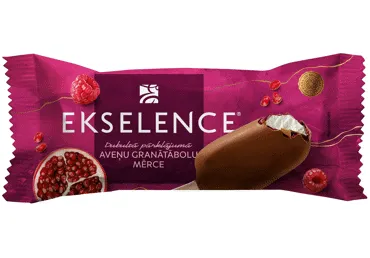 Saldējums EKSELENCE aveņu un granātābolu uz kociņa 70g