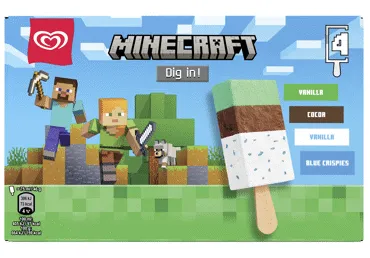Saldējums Minecraft multipaka 4x46g