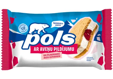 Saldējums POLS ar auzu cepumiem un aveņu mērci 75g