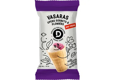 Saldējums upeņu-plombīra sorbets DRUVA 70g