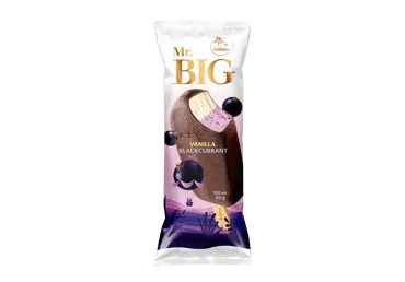 Saldējums MR.BIG Vaniļas, upeņu šok. glazūrā uz kociņa 150ml
