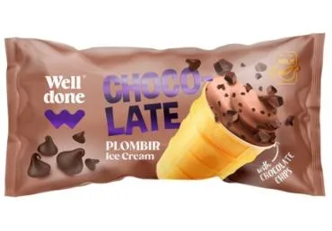 Saldējums WELL DONE ar šokolādes gabaliņiem 65g