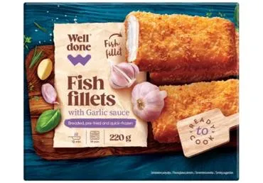 Saldēta zivs fileja rīvmaizē ar ķiploku mērci WELL DONE 220g