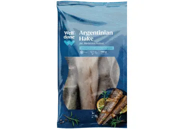 Saldēts Agentīnas heks WELL DONE bez galvas un astes 700g