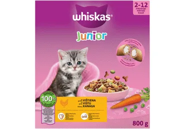 Sausā kaķu barība vistas Junior WHISKAS 800g
