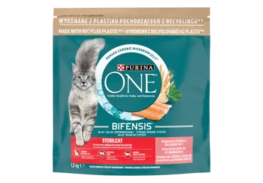 Kaķu barība ONE Steril ar lasi, sausā 1,5kg