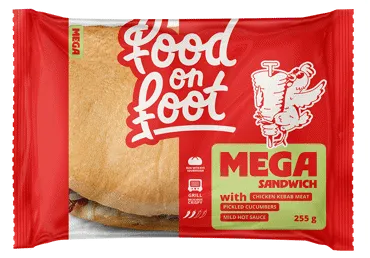 Sendvičs Mega ar vistas kebabu un marinētiem gurķiem 255g