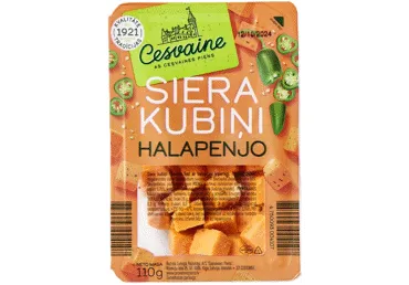 Siera kubiņi Čederas Red ar halapenjo pipariem CESVAINE 110g