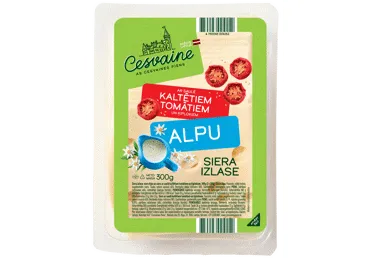 Siers Alpu ar saulē kaltētiem tomātiem un ķiplokiem CESVAINE 300g