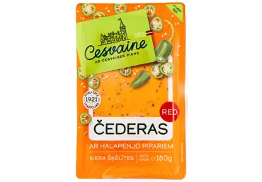 Siers Čederas Red ar halapenjo pipariem šķēlēs CESVAINE 150g