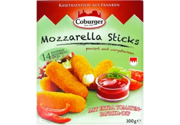 Siers cepšanai Mozzarella Sticks COBURGER tomāti/paprika 300g