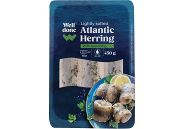 Siļķu fileja mazsālīta ar garšvielām eļļā WELL DONE 450g