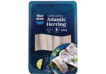 Siļķu fileja mazsālīta eļļā WELL DONE 450g