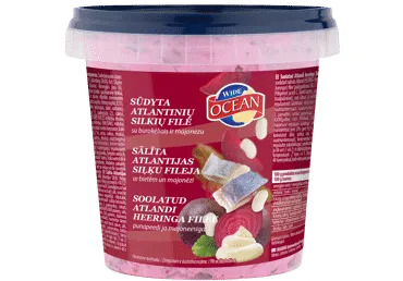 Siļķu fileja sālīta ar bietēm un majonēzi WIDE OCEAN 600g