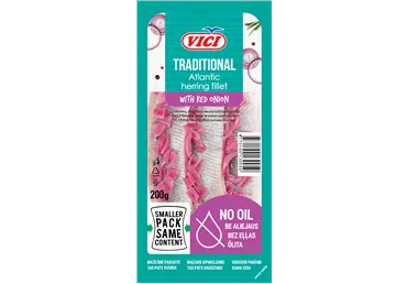 Siļķu fileja VIČI ar sīpoliem 200g