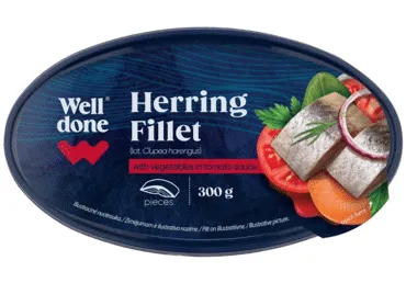 Siļķu filejas ar dārzeņiem tomātu mērcē WELL DONE 300g