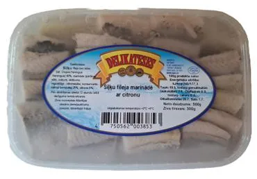 Siļķu filejas gabaliņi ar citronu DELIKATESES 500g