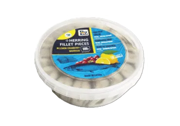 Siļķu filejas gabaliņi citrona un dzērveņu marinādē 500g