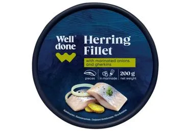 Siļķu filejas marinādē ar sīpoliem un gurķiem WELL DONE 200g