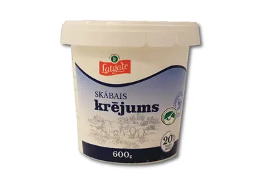 Skābais krējums LATGALE spainītī 20% 600g