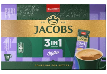 Šķīstošās kafijas dzēriens 3in1 JACOBS Milka 10x12,4g