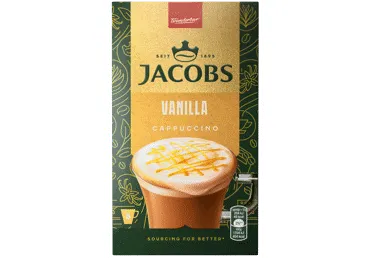 Šķīstošās kafijas dzēriens Cappucino JACOBS vaniļas 8x12g