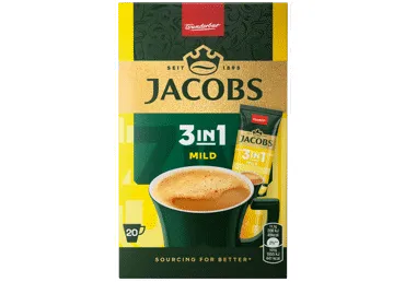 Šķīstošās kafijas dzēriens JACOBS Mild 20x11,1g