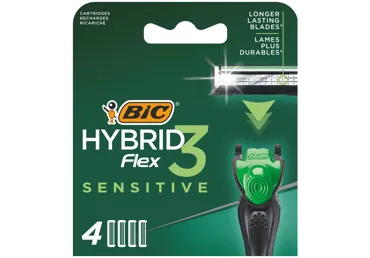 Skūšanās kasetes BIC Flex3 Hybrid Sensitive vīriešiem 4gb.